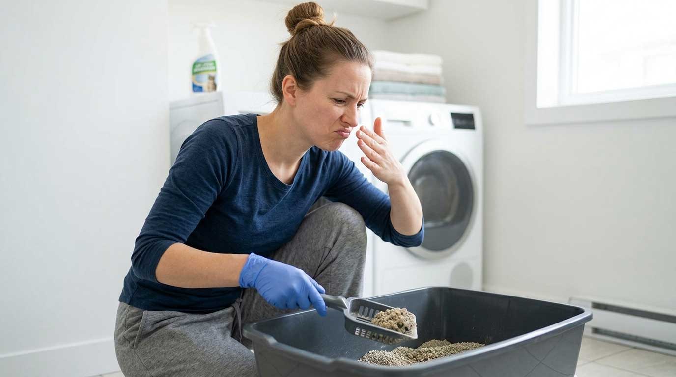 Owner noticing strong ammonia smell from cat litter box