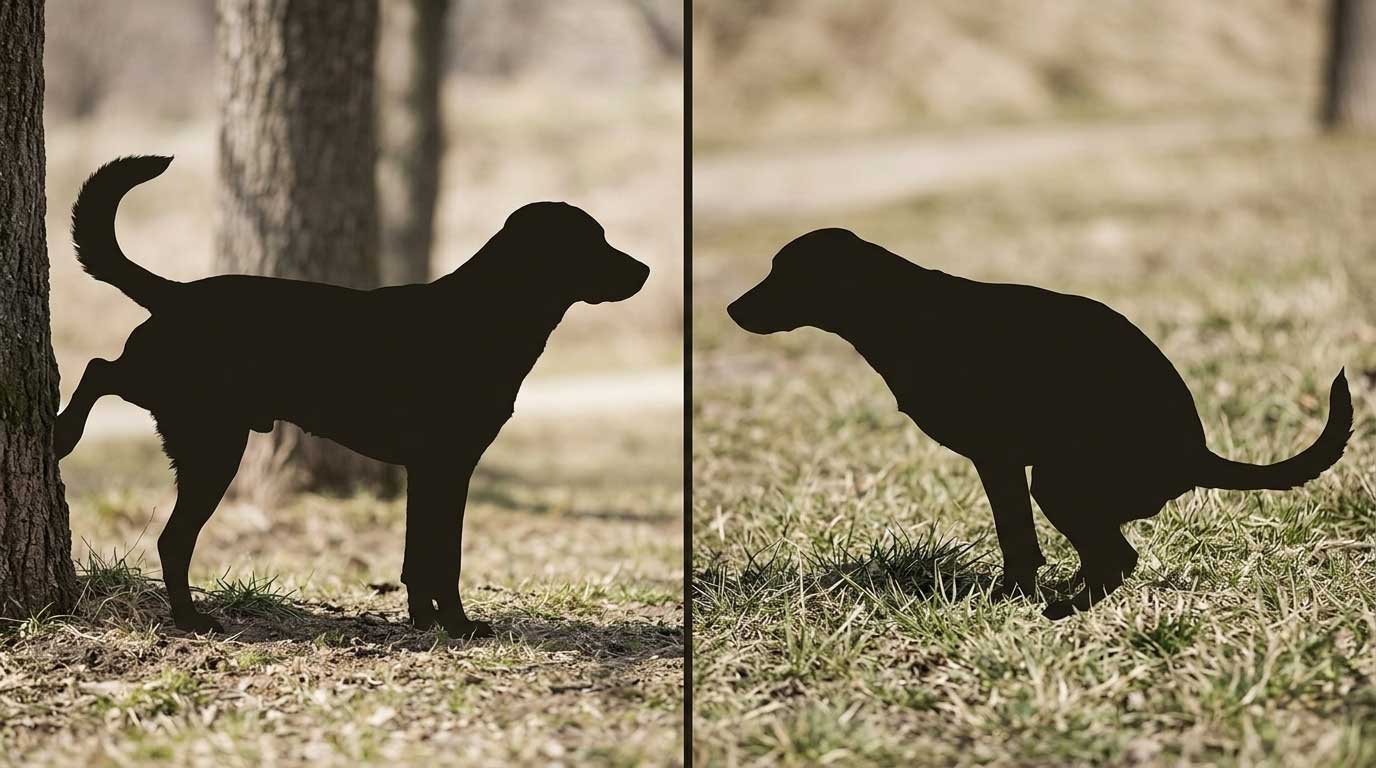 Diagram showing differences between male and female dog urinary tract issues