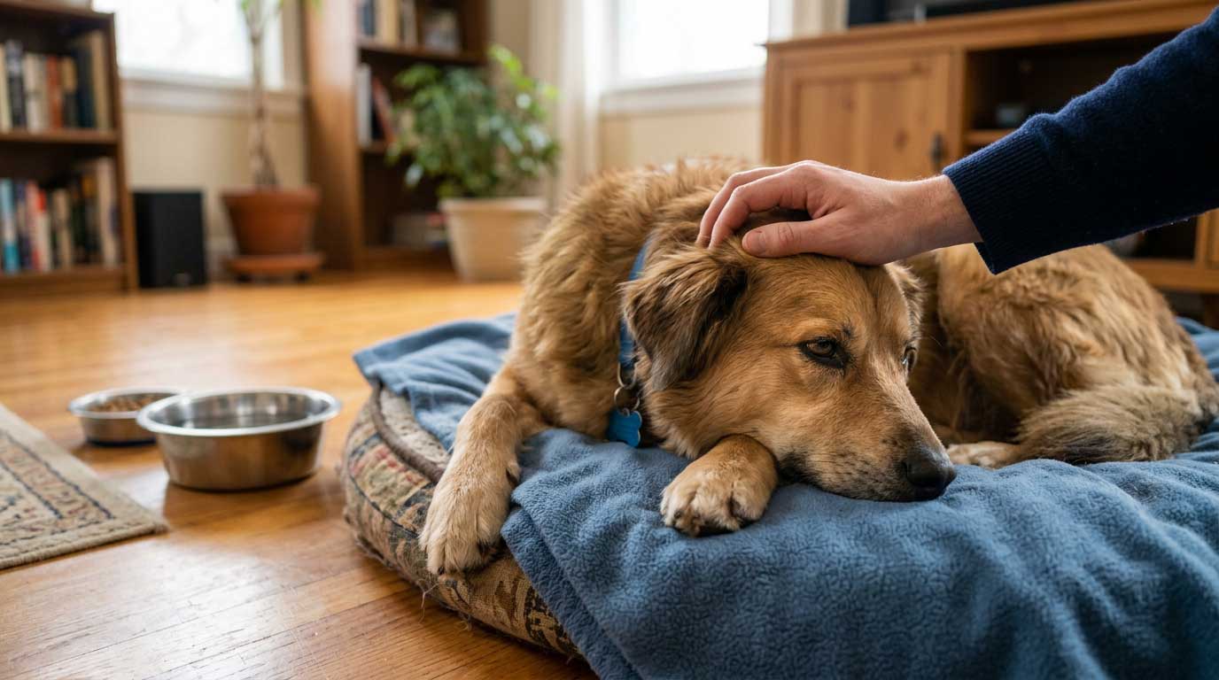 Dog showing UTI symptoms with frequent urination attempts