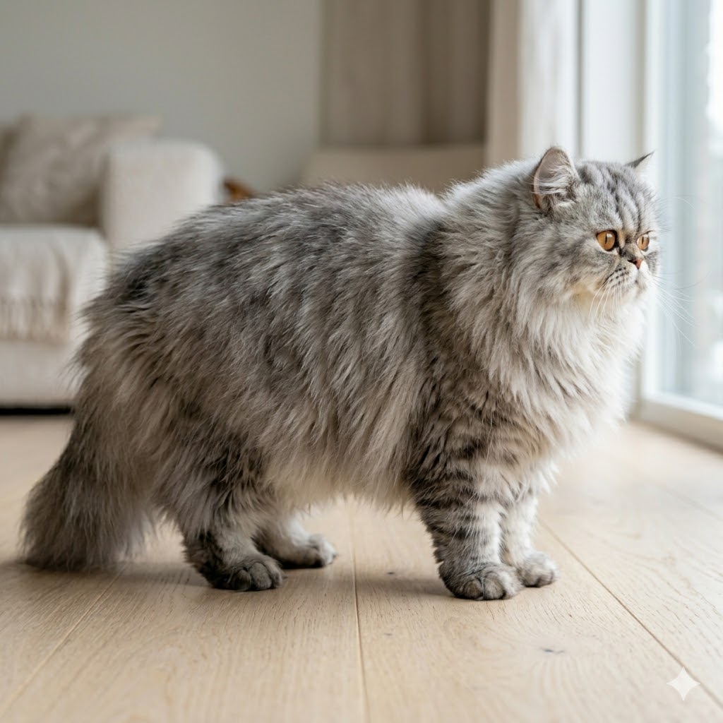 Bad example: thick coat hiding body shape making BCS assessment difficult