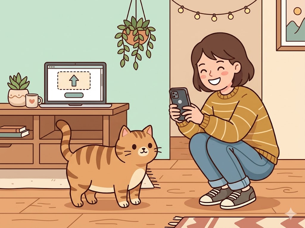 Upload side view and top-down photos of your cat for AI body condition score assessment