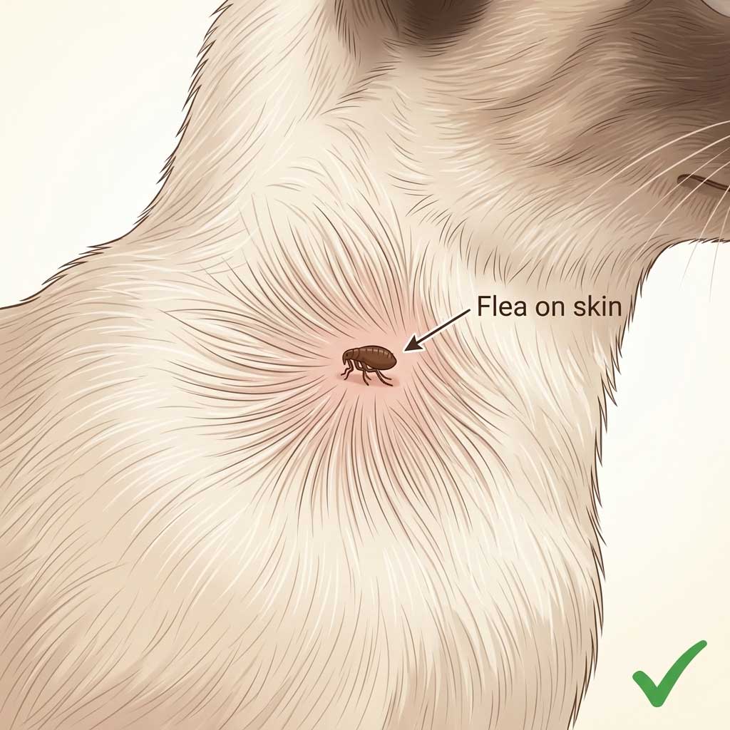 Good example: clear close-up photo of a flea on cat fur for identification
