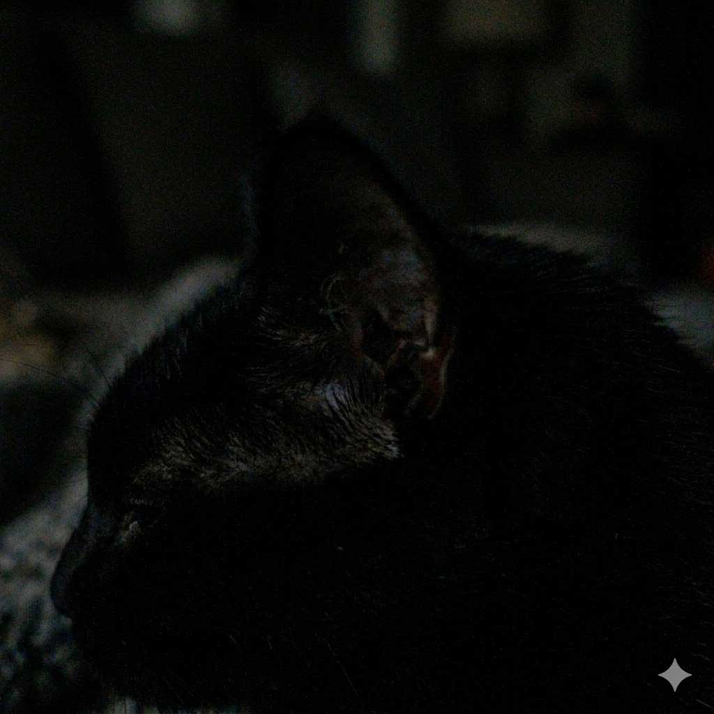 Bad example: too dark to see inside cat ear