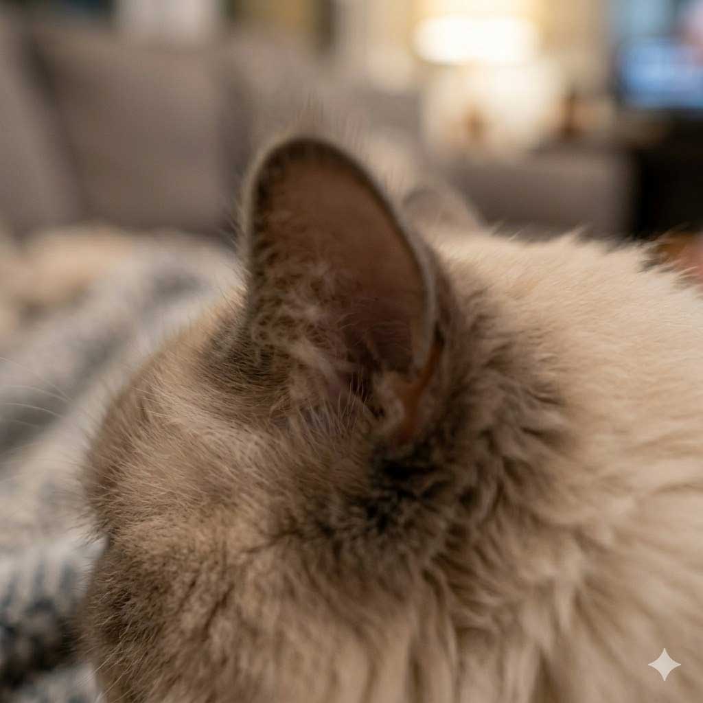 Bad example: only outside of cat ear visible