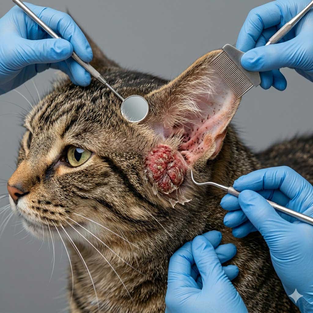 Good example: well-lit photo of cat ear showing detail