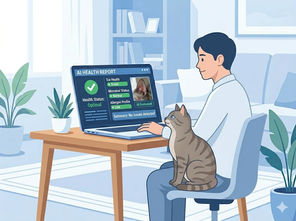 Detailed AI cat ear health report with diagnosis and recommendations