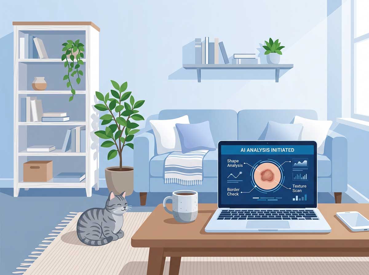 AI analyzing cat lump photo for skin conditions