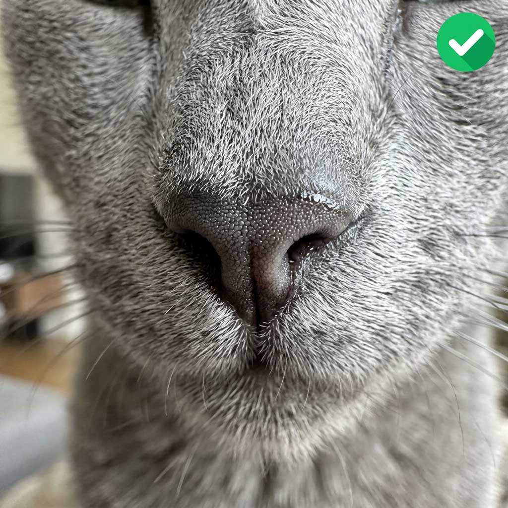 Good example: clear close-up photo of cat nose showing texture and moisture