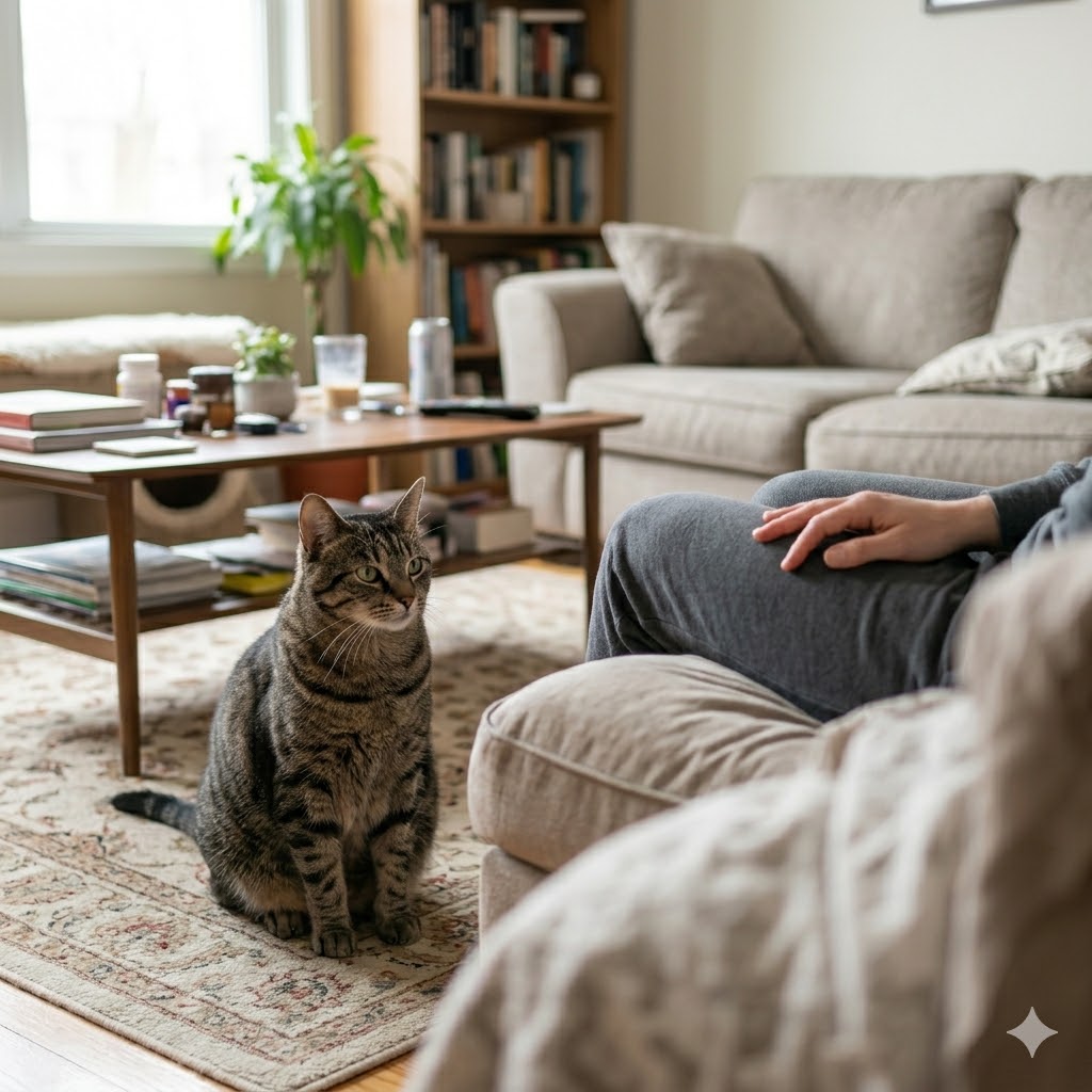 Bad example: photo taken too far away to see cat paw details