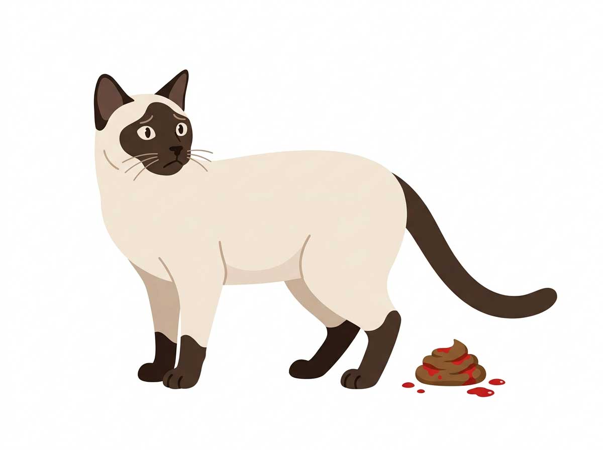 Cat stool showing blood — bright red blood indicating digestive issue