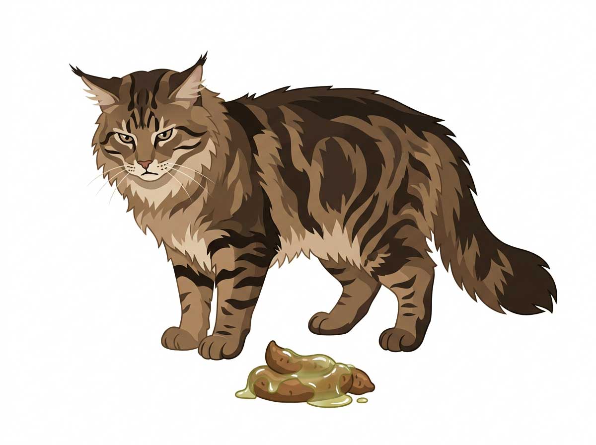 Cat poop with jelly-like mucus coating indicating intestinal inflammation