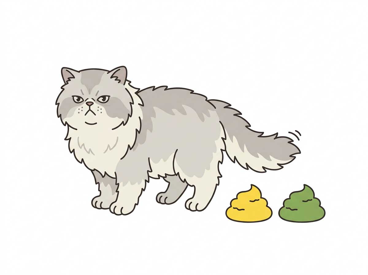 Yellow and green cat poop indicating possible digestive or liver issues