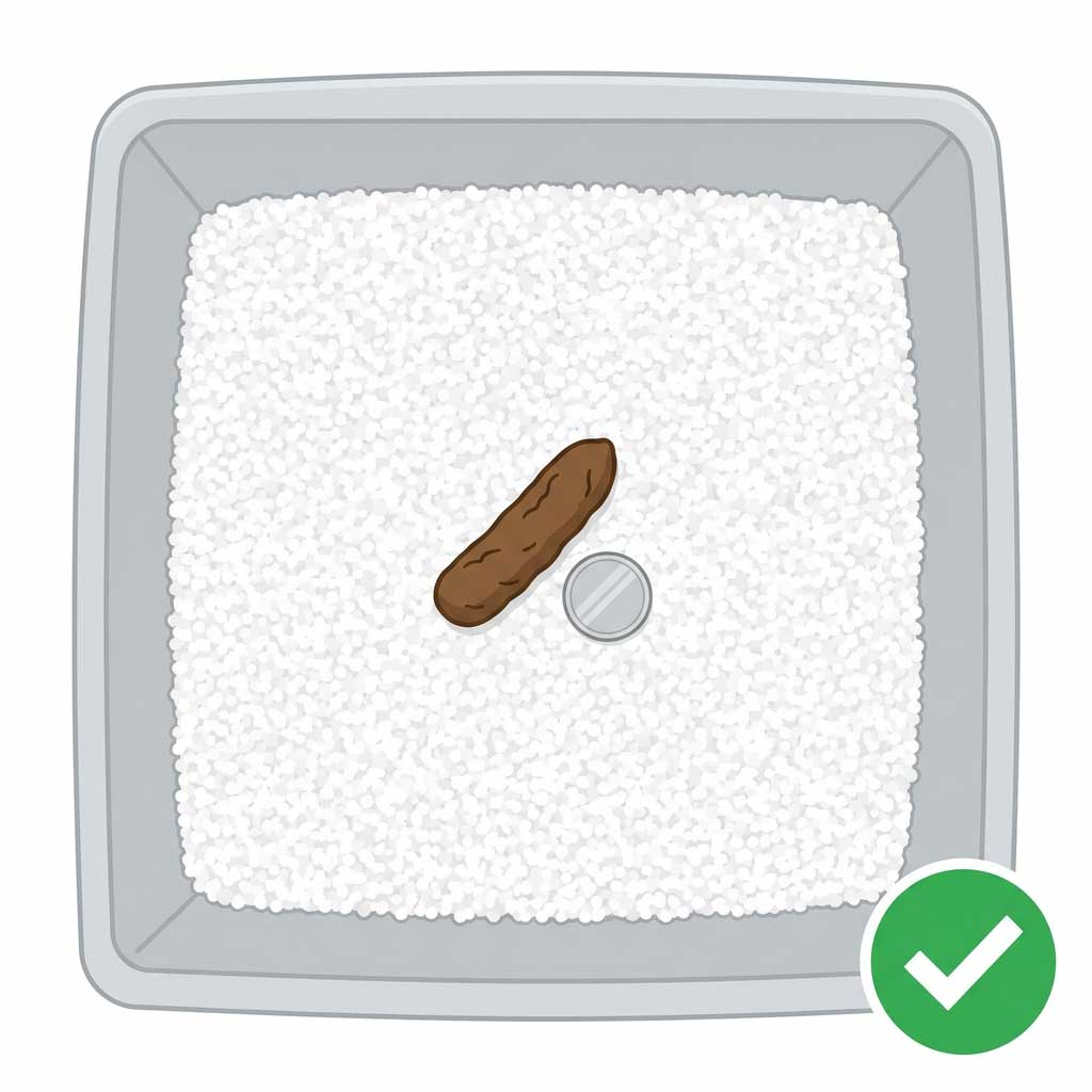 Good example: clear close-up photo of cat stool showing color and texture