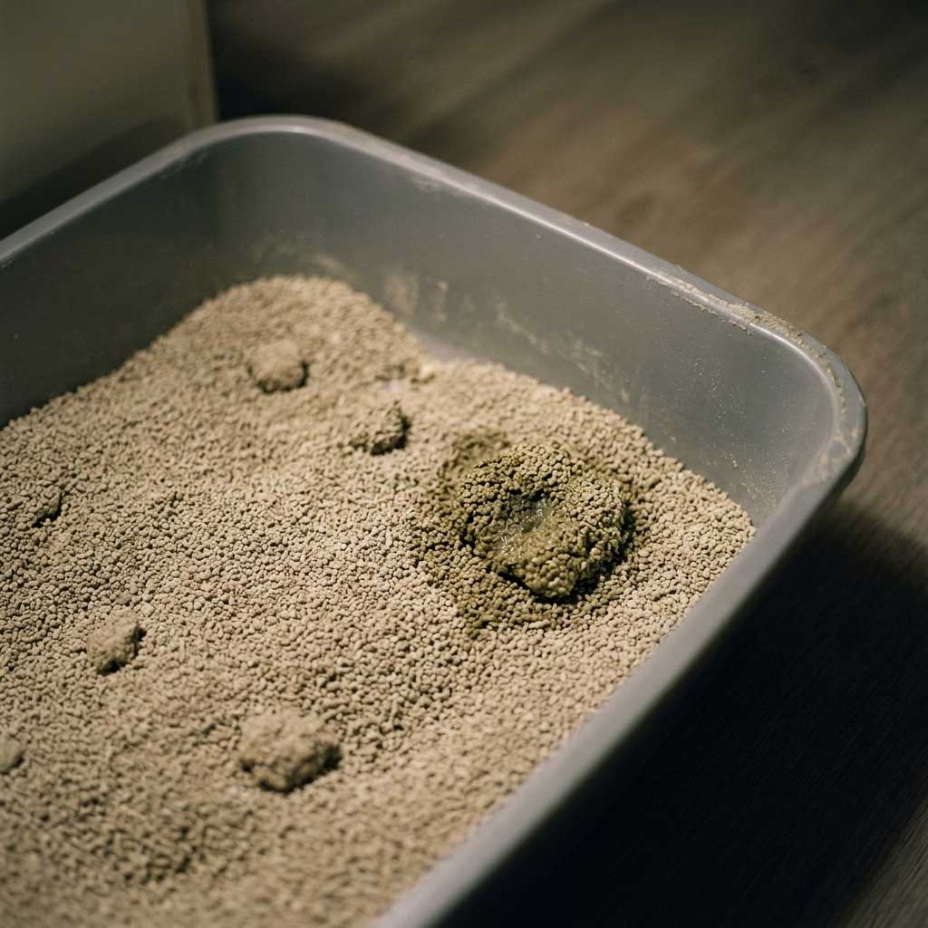 Bad example: cat urine in clumping litter which distorts color