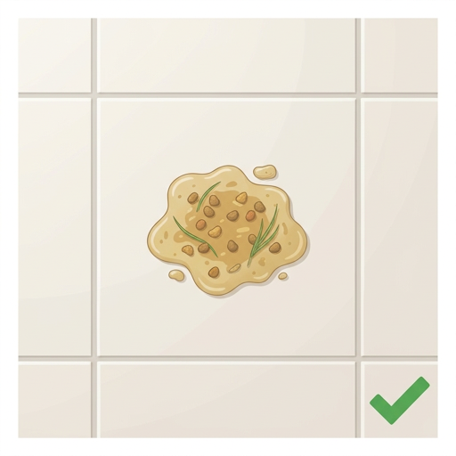 Good example: clear well-lit photo of cat vomit showing color and texture