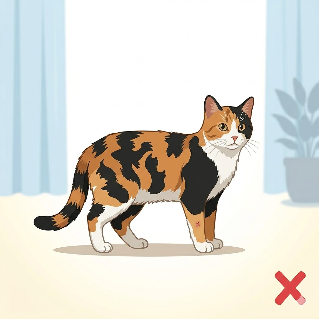 Bad example: photo taken too far away to see wound details on cat