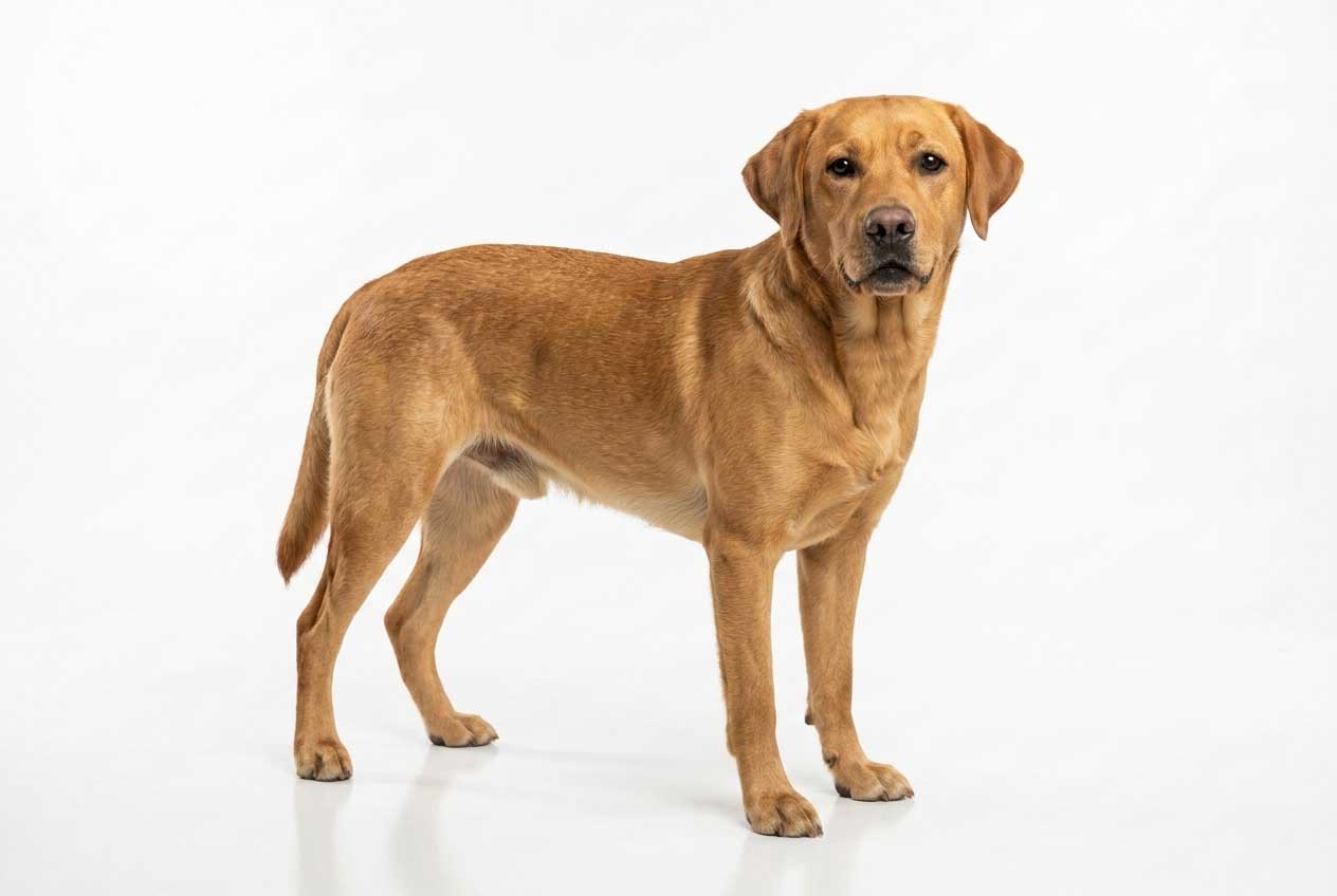 Healthy dog at ideal body condition score 4-5 — active and mobile