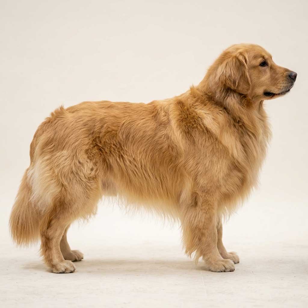 Fluffy golden retriever — hard to tell if fat or just fluffy coat
