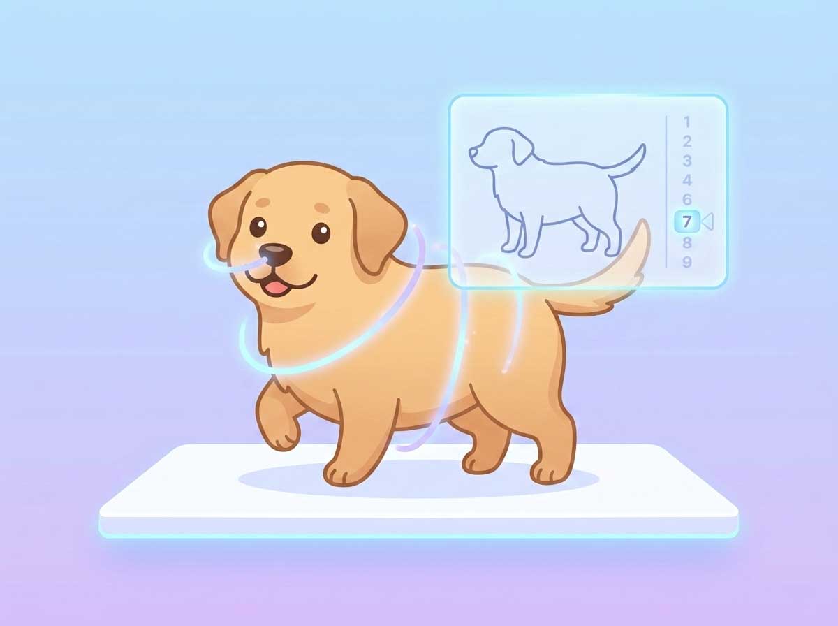 AI analyzing dog body shape for body condition score using visual markers