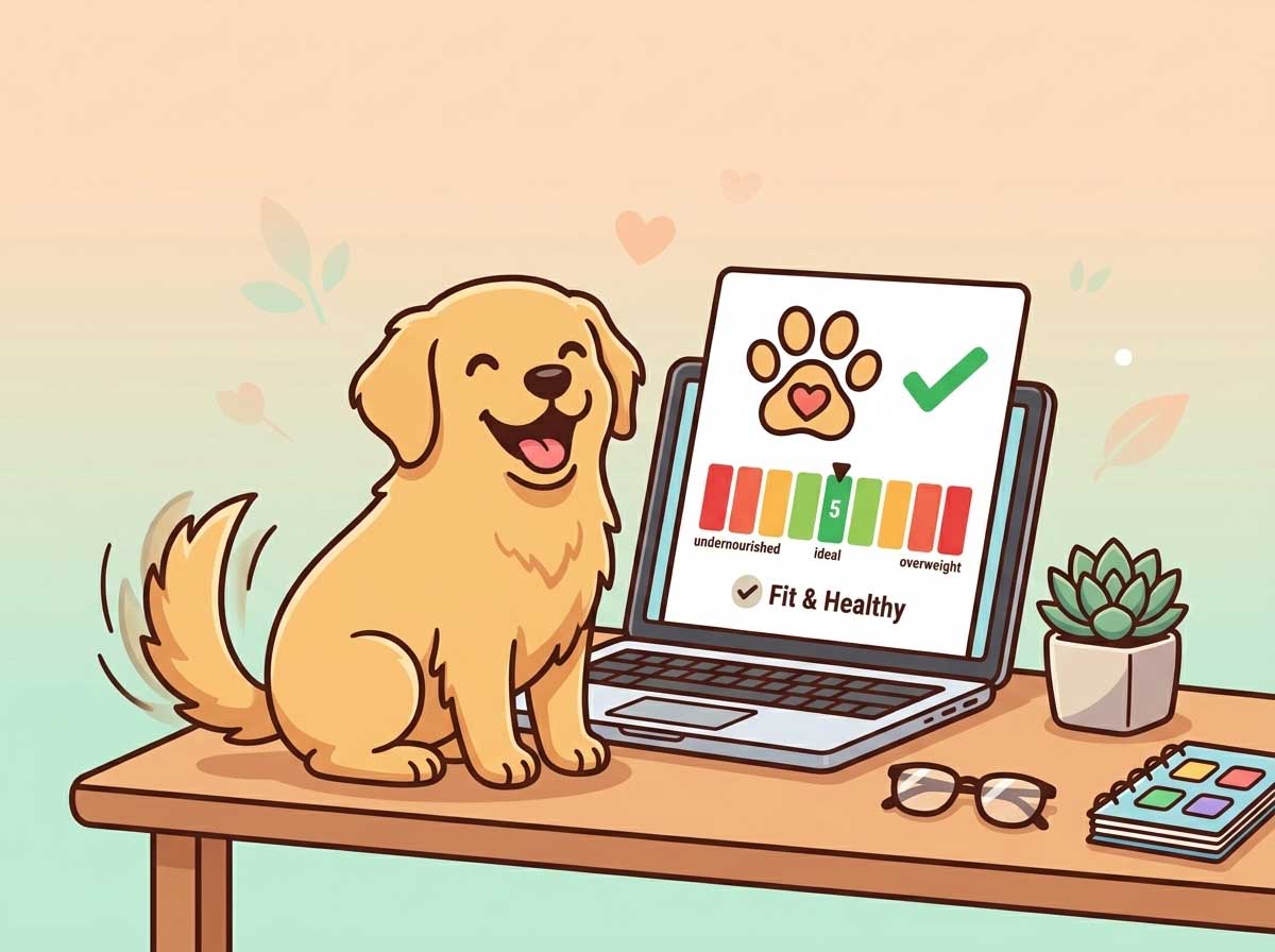 AI body condition score report with diet and exercise recommendations for dog
