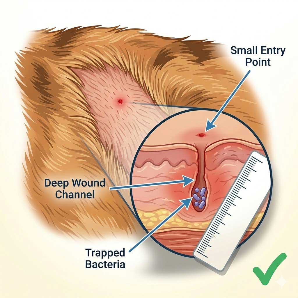 Good example: clear close-up photo of a tick on dog skin showing body and legs