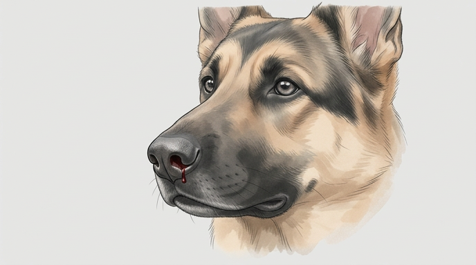 Dog nose with bloody discharge showing epistaxis