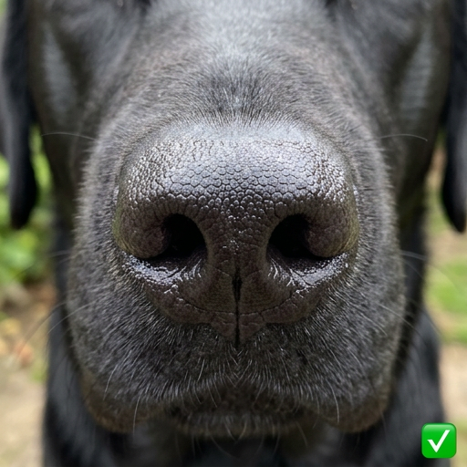 Good example: clear close-up photo of dog nose showing texture and moisture