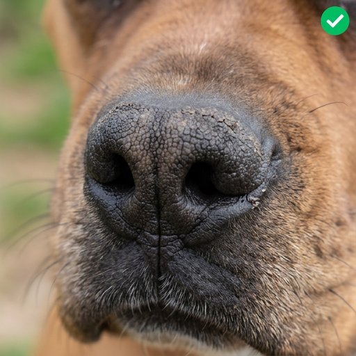 Good example: well-lit photo showing dog nose surface detail and any discharge