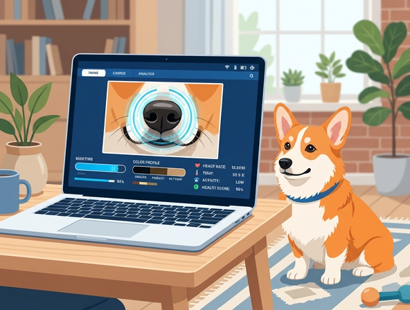 AI analyzing dog nose photo for health conditions