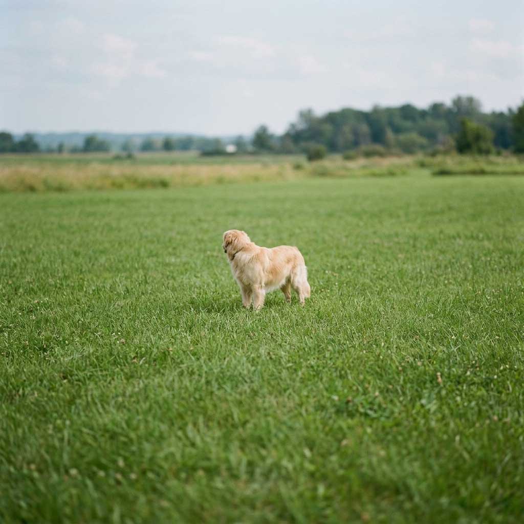 Bad example: photo taken too far away to see paw details on dog