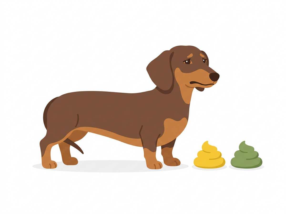 Yellow and green dog poop indicating possible digestive or liver issues