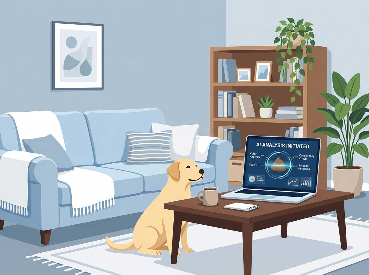AI analyzing dog poop photo for health indicators