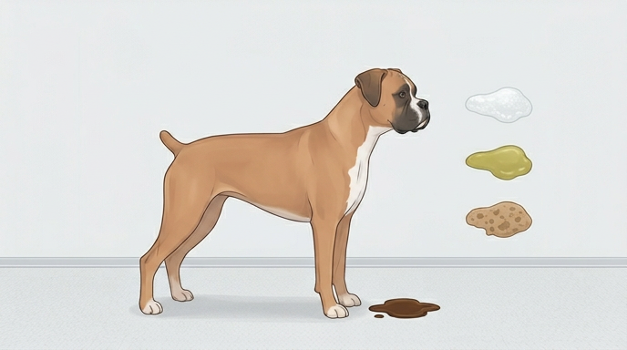 Dog brown or dark colored vomit on floor for color analysis