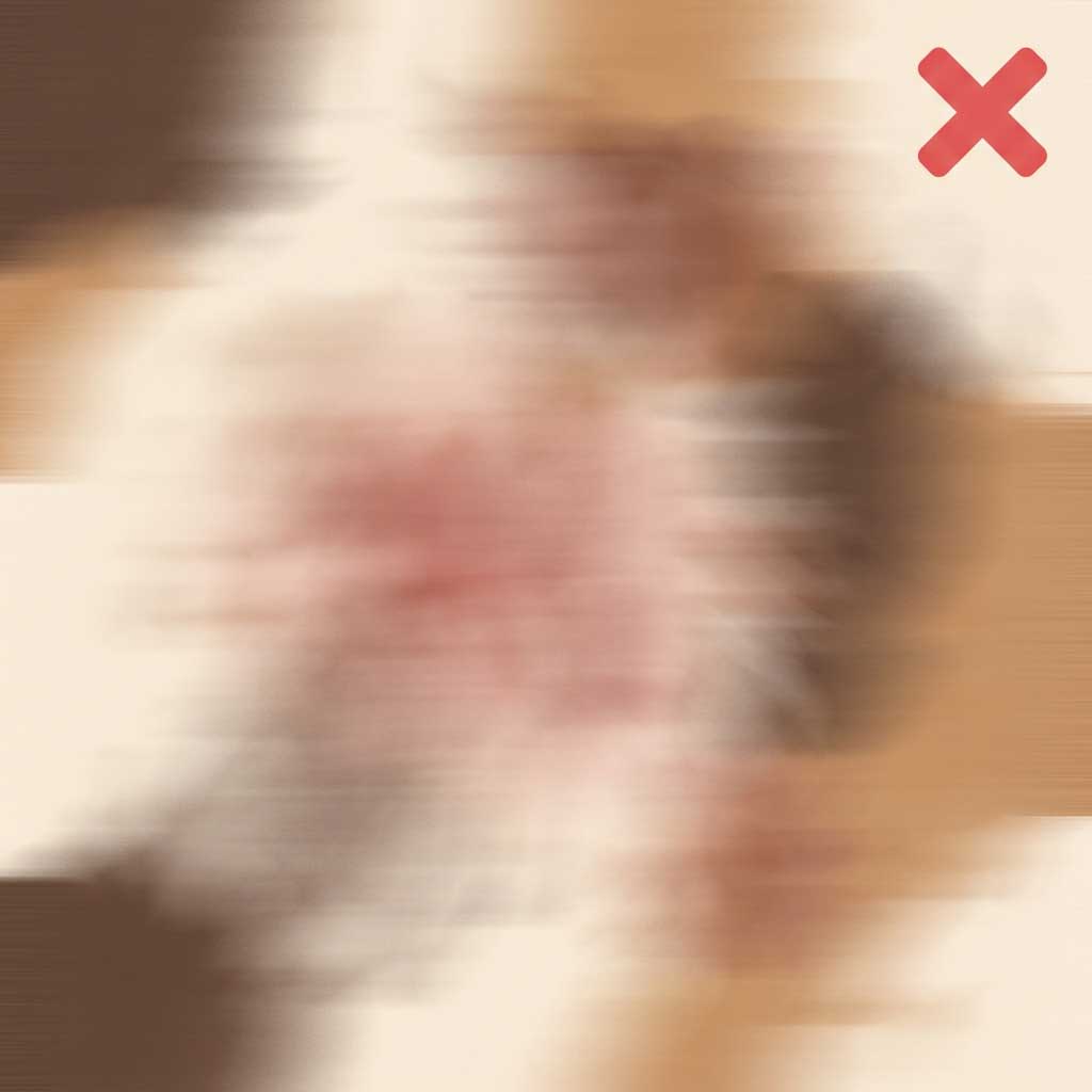Bad example: blurry photo of a dog wound