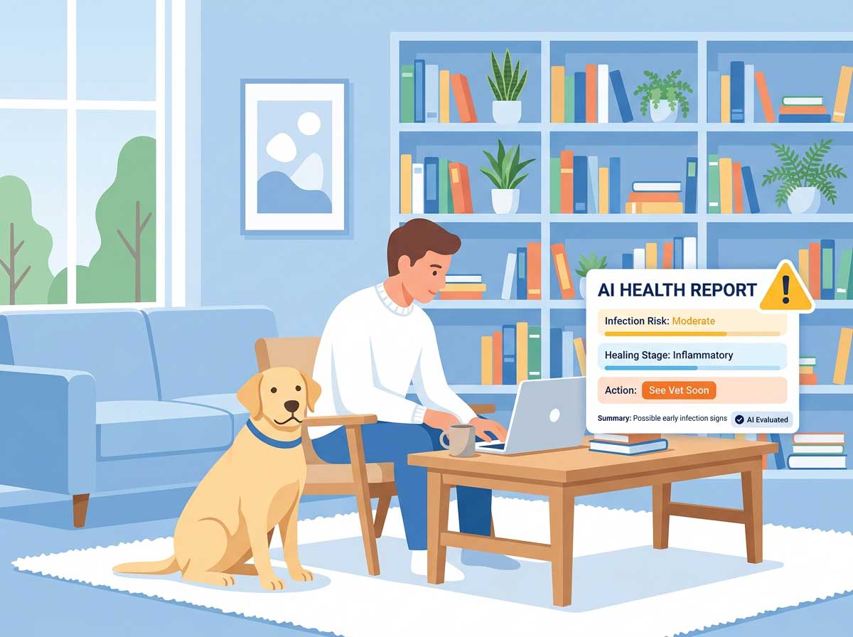 Detailed AI health report for dog wound analysis