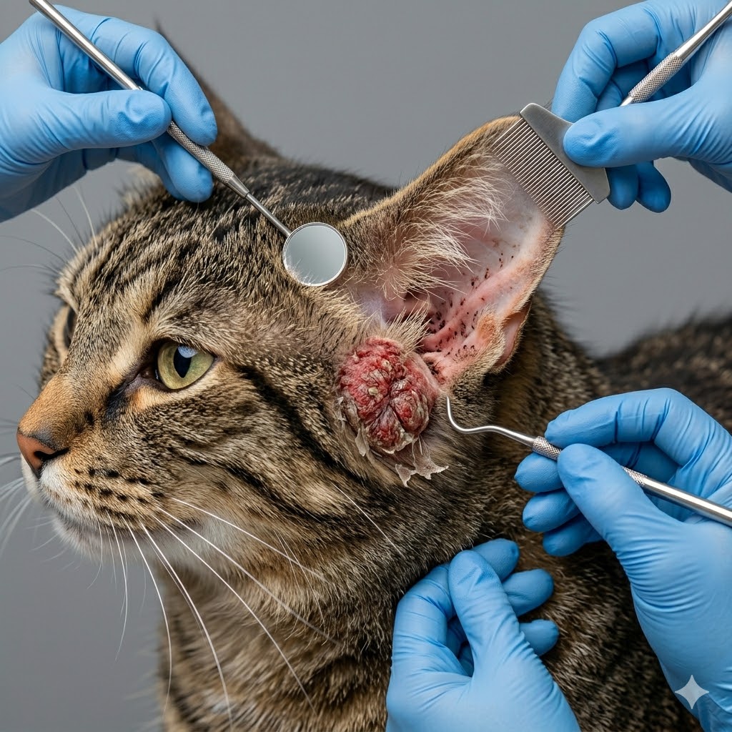 Good example: well-lit photo of cat ear canal