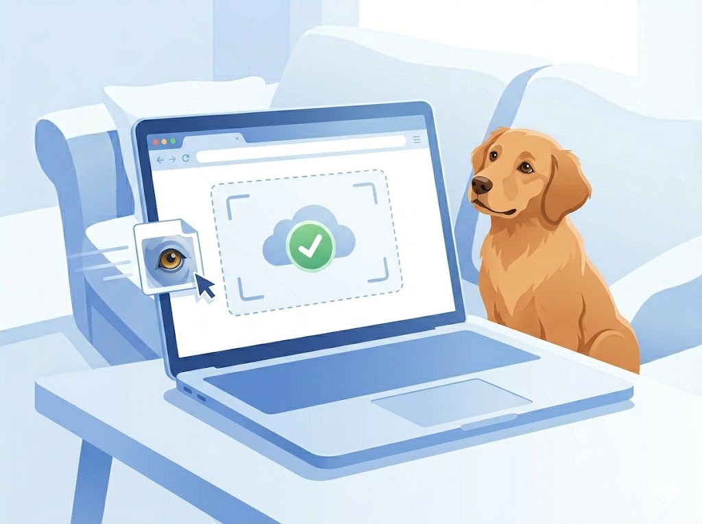 Upload a pet eye photo to PawCheck for AI analysis