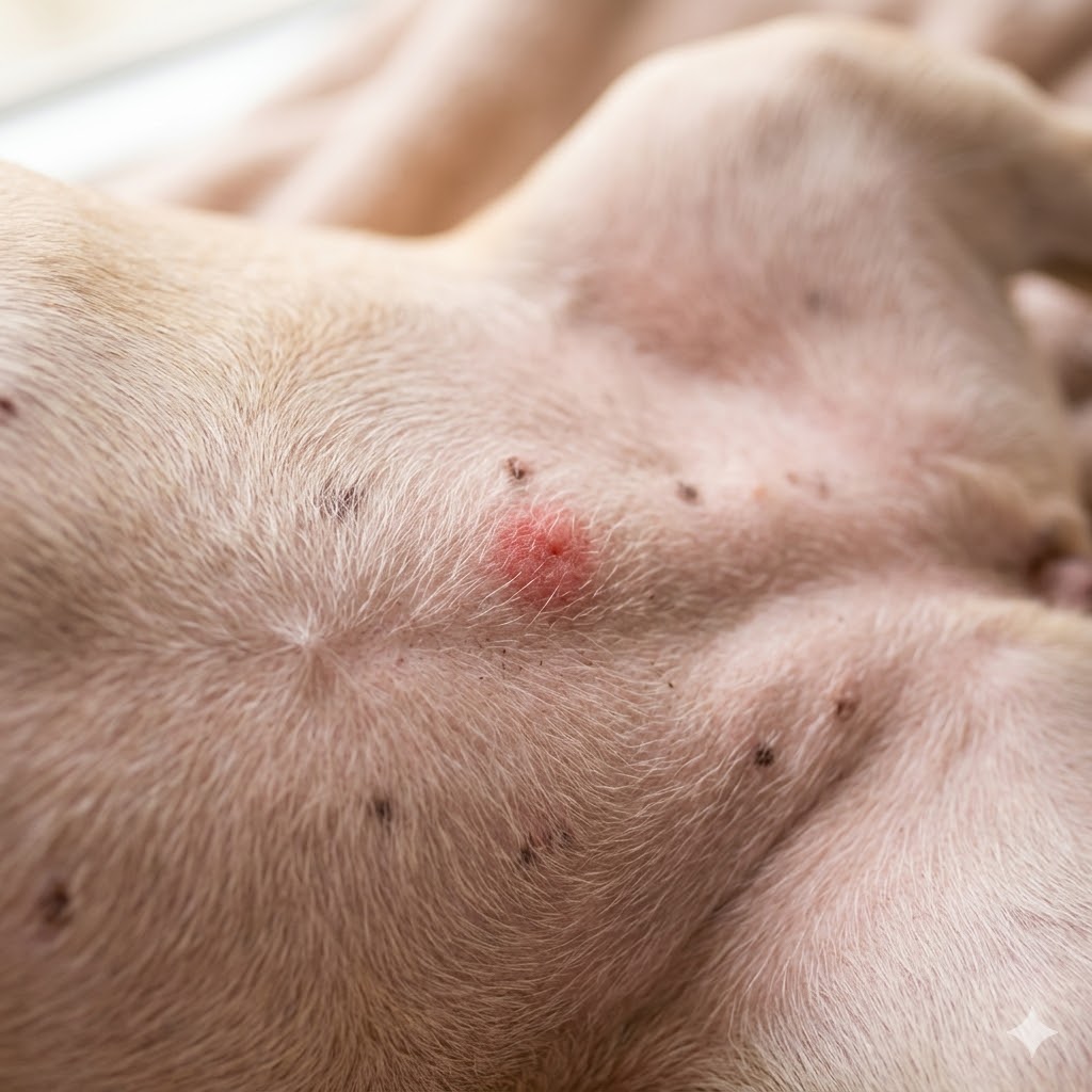 Good example: fur parted to show skin clearly